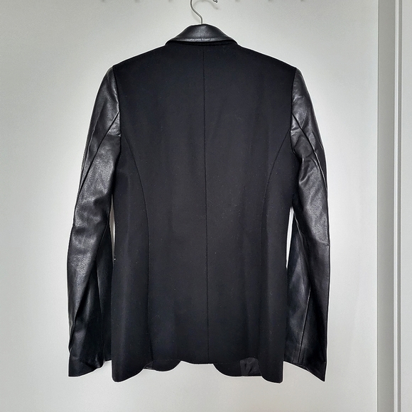 Aritzia Babaton Black Wool Cashmere Blend Vegan Leather Fred Blazer - Picture 7 of 13